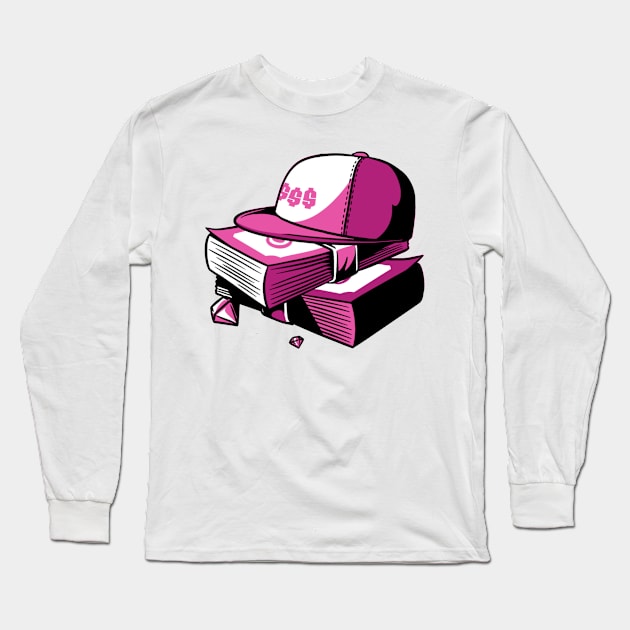 Hustle Design With Dollar Signs Money And Diamonds Pink Long Sleeve T-Shirt by hypedesigns19